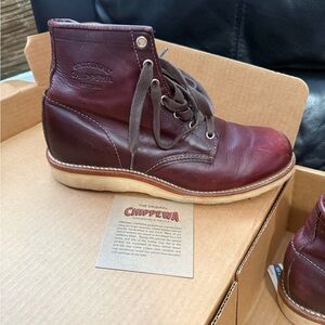 Chippewa Men's Burgundy Leather Boots Size 8